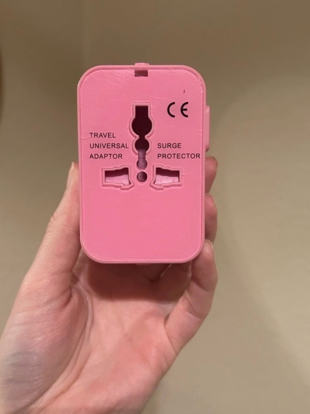Universal Travel Adapter with Surge Protection - Pink